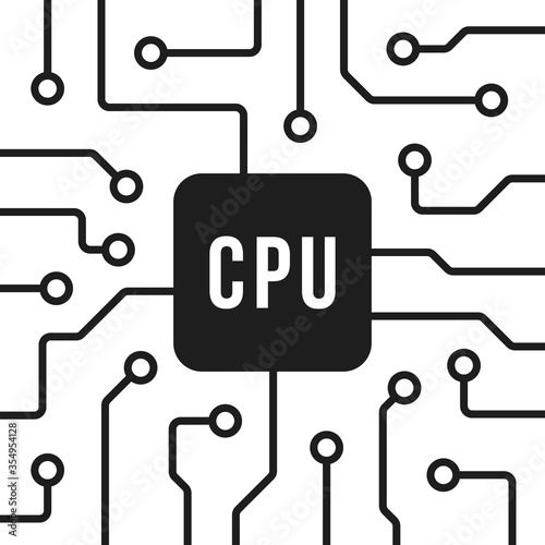 black microchip on thin line circuit board
