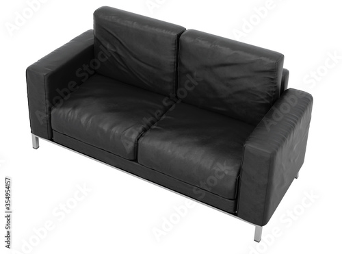 Sofa leather on white background with clipping path 3D illustration. 3D rendering illustrations. © graphixmania