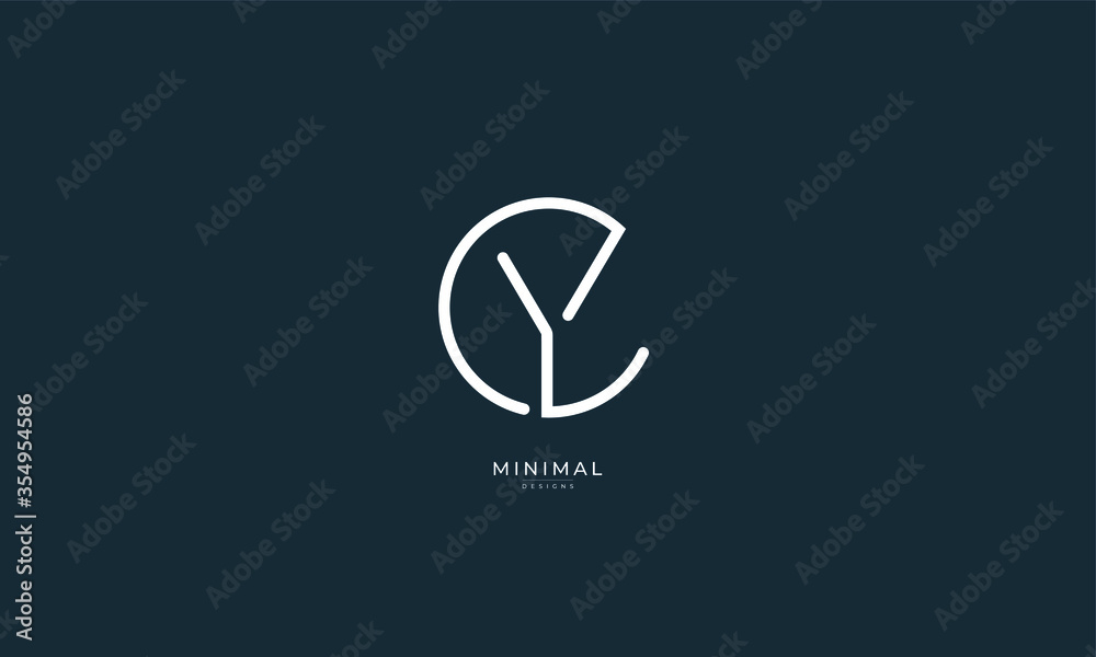 Alphabet letter icon logo YC or CY - obrazy, fototapety, plakaty 