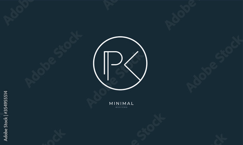Alphabet letter icon logo PK