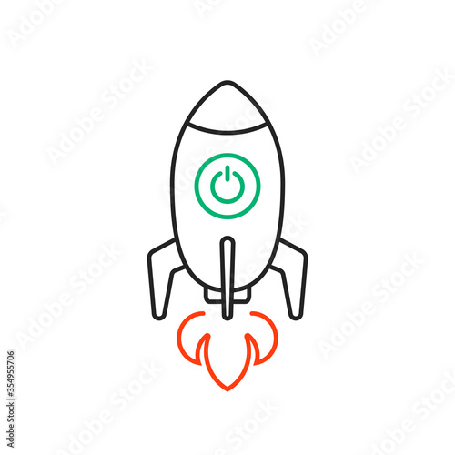 rocketship launch thin line logo