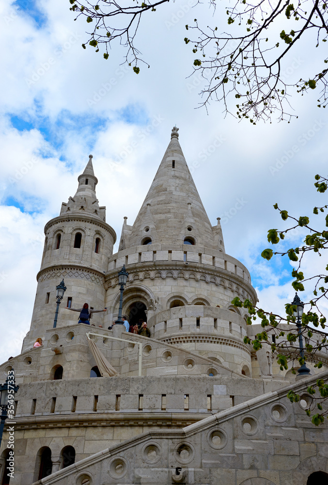 Fragment of Fisherman's Bastion in the Buda castle, Budapest