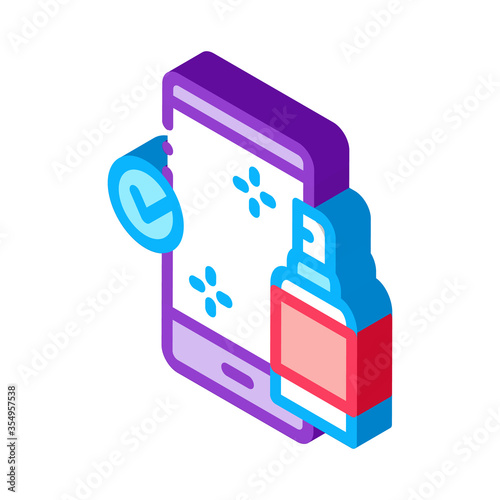 disinfection mobile phone icon vector. isometric disinfection mobile phone sign. color isolated symbol illustration