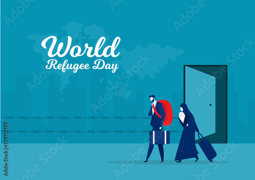 Refugee  World migrant day. War and crisis in country.vector illustrator.