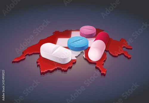Suisse et médicaments (fond sombre)