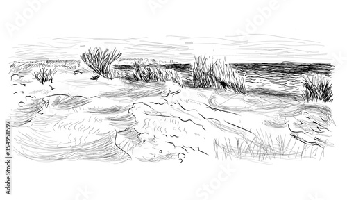 Small sand Dunes on the empty seashore
