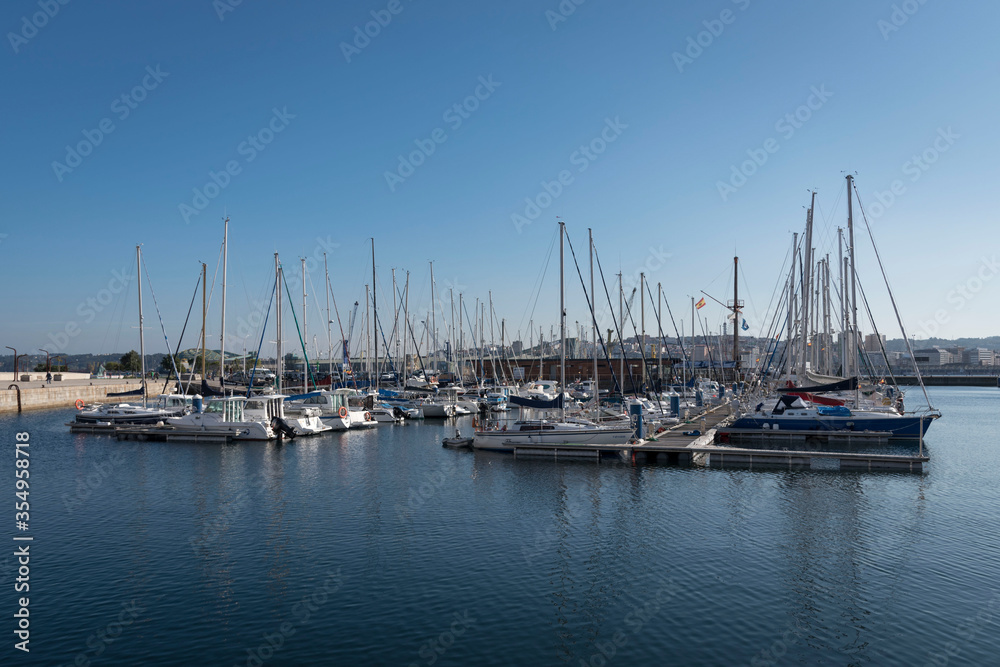 Boats in the port of La Coruña, Galicia, Spain, Europe.