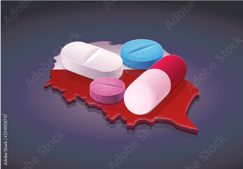 Pologne et médicaments (fond sombre)