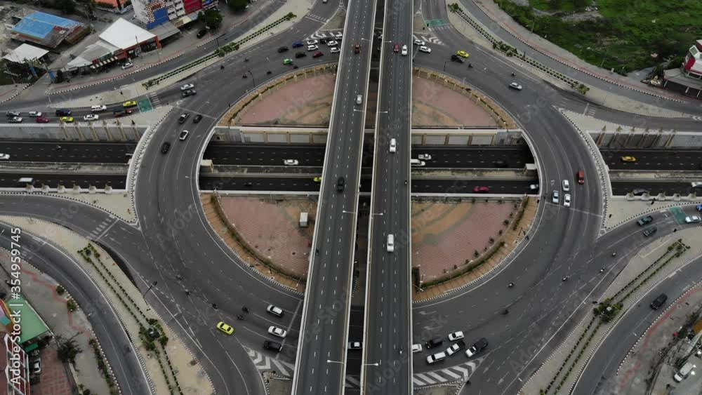 Aerial view/The traffic on the circular road moves well. Aerial view/The traffic on the circular road moves well.
