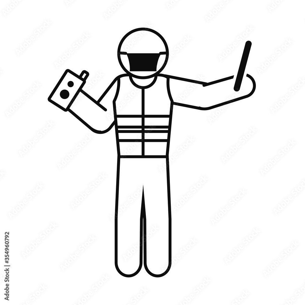 pictogram airport worker wearing medical mask and vest, line style pictogram airport worker wearing medical mask and vest, line style
