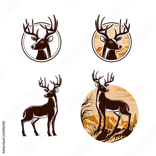 Deer Vector Illustration Logo Set Design. 