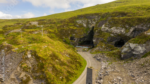 Old Slate Quarry, Valentia Island, Ireland aerial