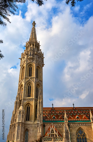 Fragmental view on Mattias church in the Buda castle. Budapest, Hungary