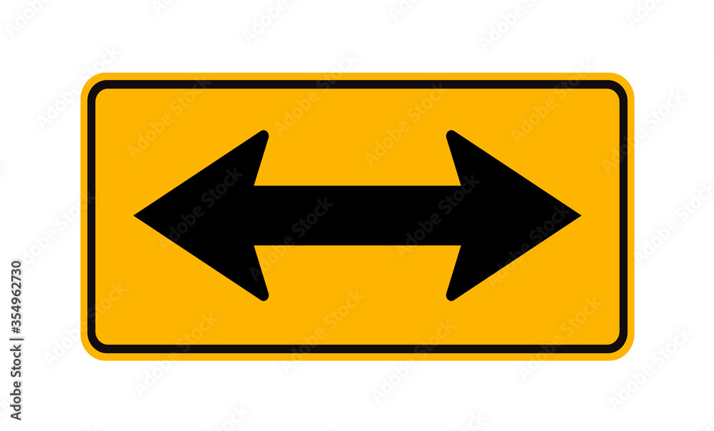 Warning signs Curve marker on white background Warning signs Curve marker on white background