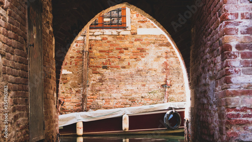 old brick wall with windows in venice