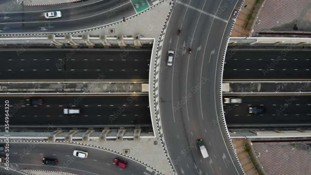 Aerial view/The traffic on the circular road moves well. Aerial view/The traffic on the circular road moves well.