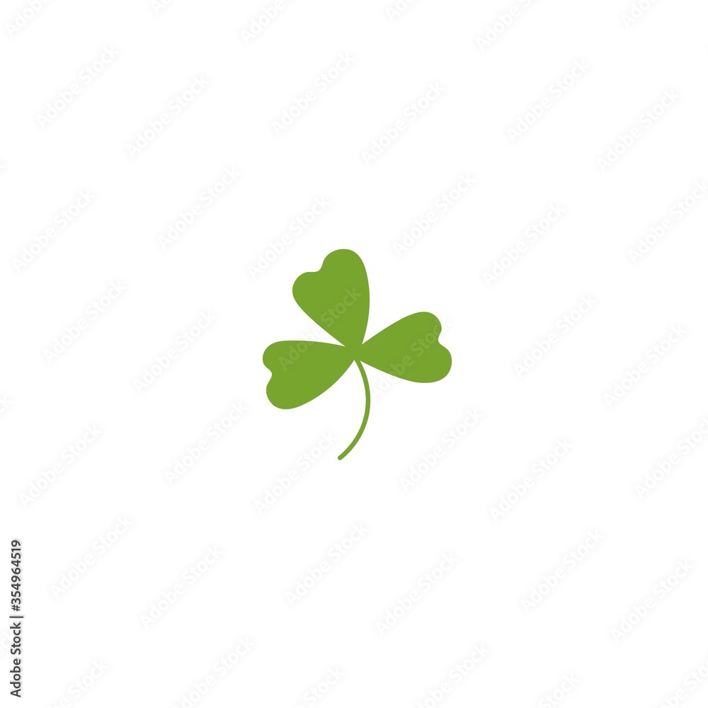 Green Shamrock illustration isolated on white. Clover three leaf flower. St Patrick day vector.