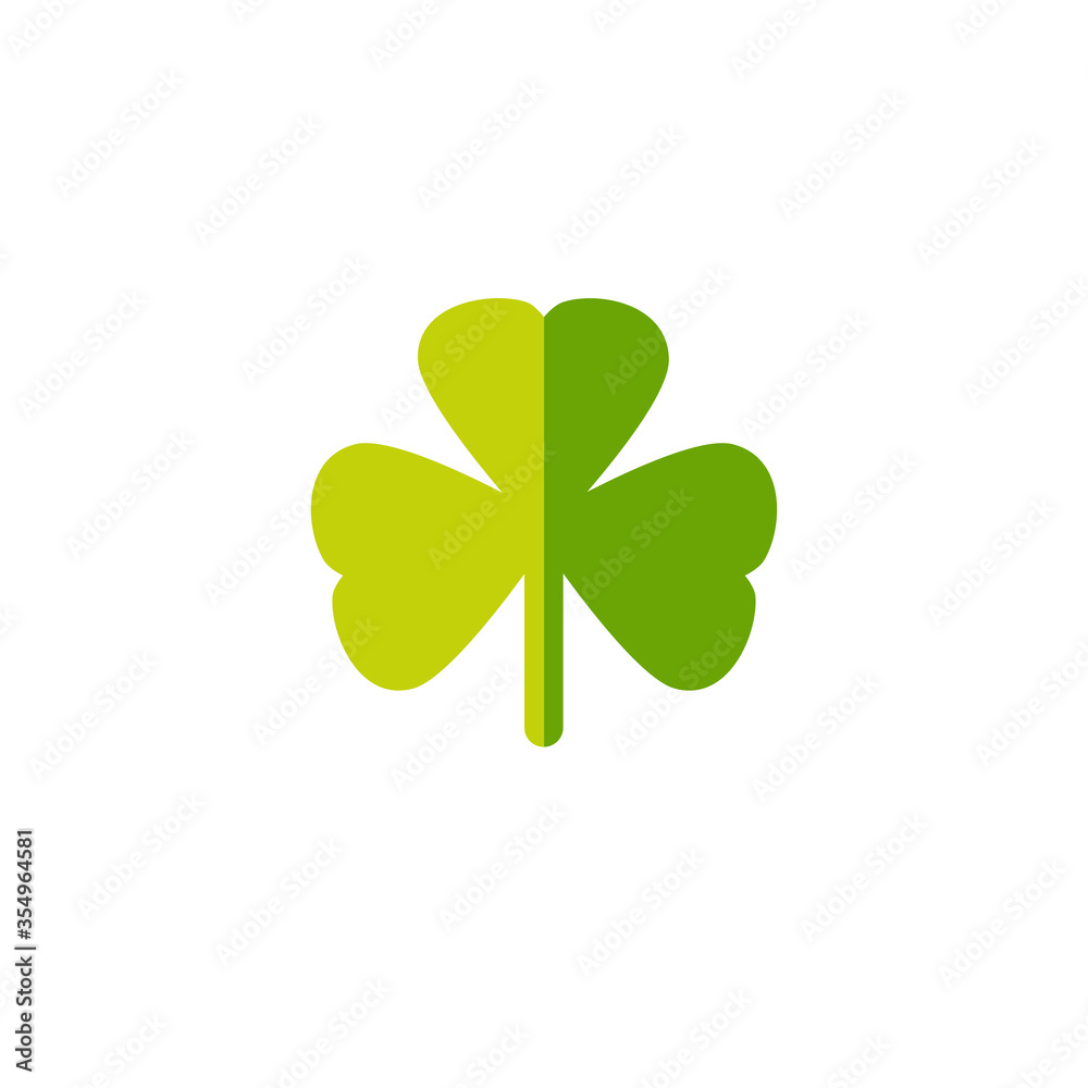 Green Shamrock illustration isolated on white. Clover three leaf flower. St Patrick day vector.