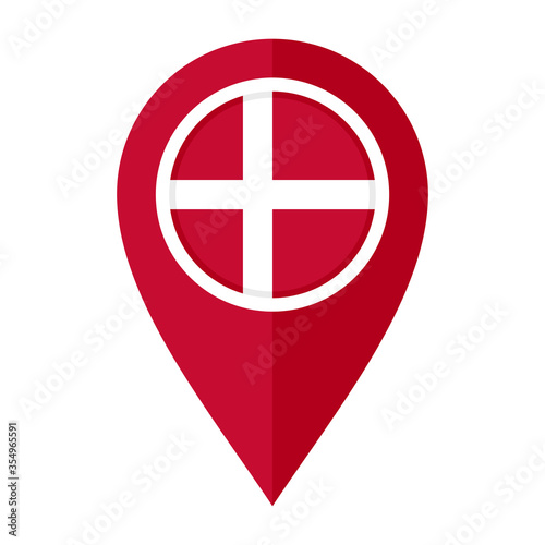 Free Download flat map marker icon with denmark flag isolated on white background - GFXLoad