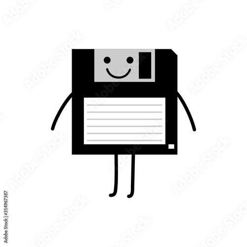 black floppy disk cute character