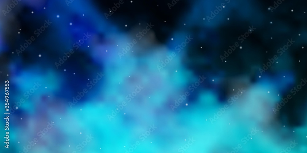 Obraz premium Light BLUE vector template with neon stars. Blur decorative design in simple style with stars. Pattern for new year ad, booklets.