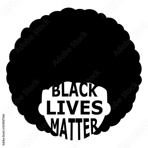illustration of abstract black lives matter emblem. poster with black man or woman person with afro