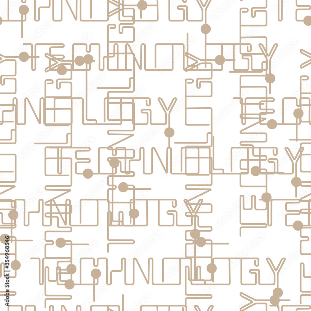 Seamless pattern with beige letters. Abstract inscription on a white background.