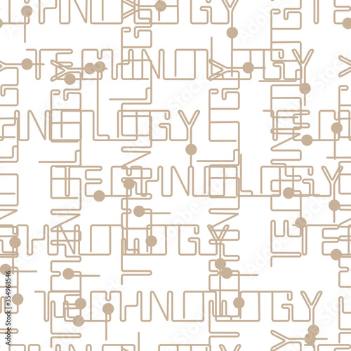 Seamless pattern with beige letters. Abstract inscription on a white background.