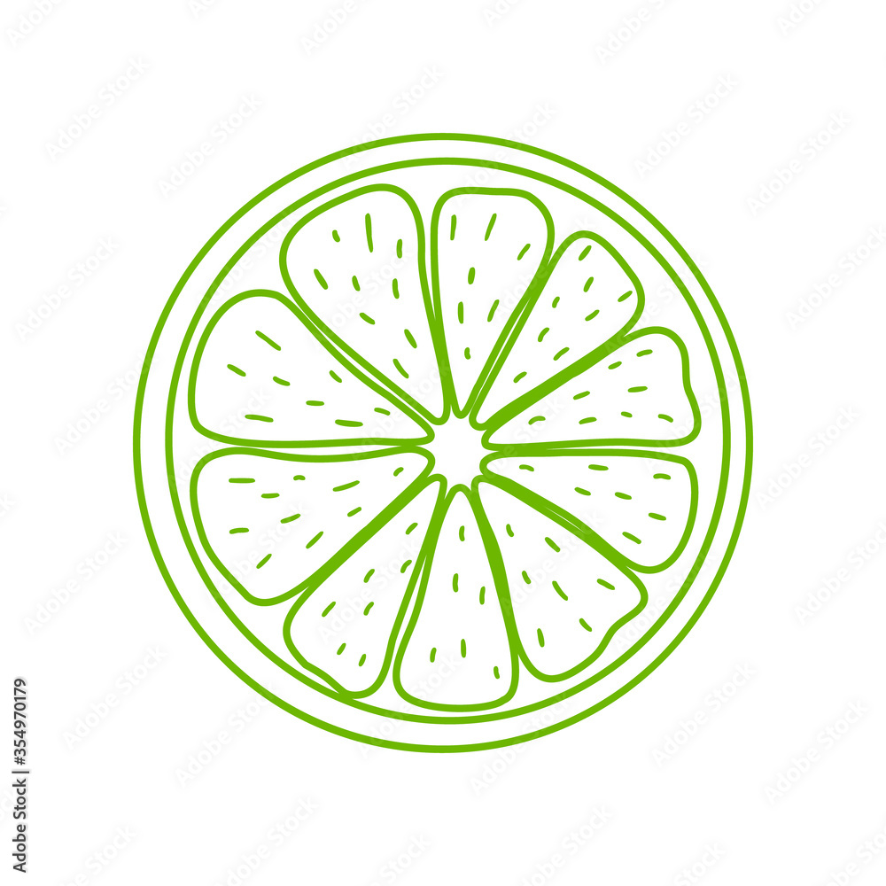 Lime icon. Green isolated outline element on white background. Stock vector illustration. For modern creative design, logos, banners, packages, covers, prints, menus, stickers, labels, etc. Lime icon. Green isolated outline element on white background. Stock vector illustration. For modern creative design, logos, banners, packages, covers, prints, menus, stickers, labels, etc.