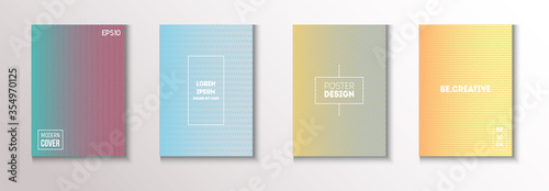 Folded Minimal Cover Vector Set. Modern Flyer Texture Design. 
