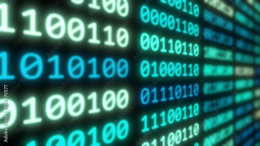 Digital communication concept using 8bit binary computer code numbers ...