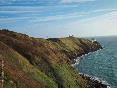 Photography Baily lighthouse in Ireland near Dublin, peninsula sea