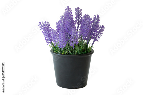 Purple Artificial Lavender Flowers in black pot