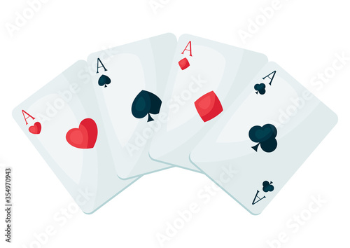 Illustration of four aces playing cards suit.