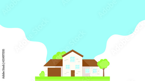 This is a facade of the house. Vector banner.