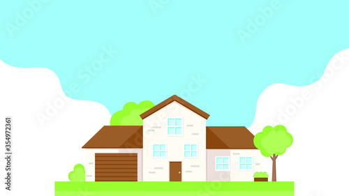 This is a facade of the house. Vector banner.