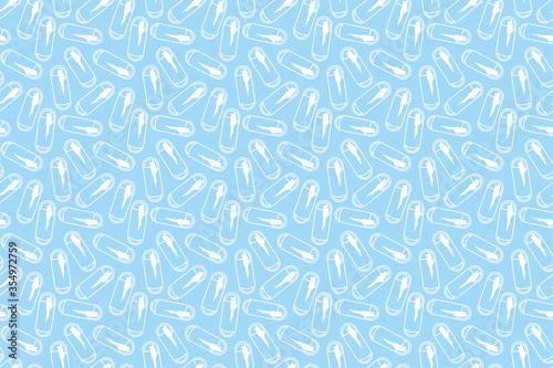 Transparent white capsules on a blue background. Seamless vector pattern