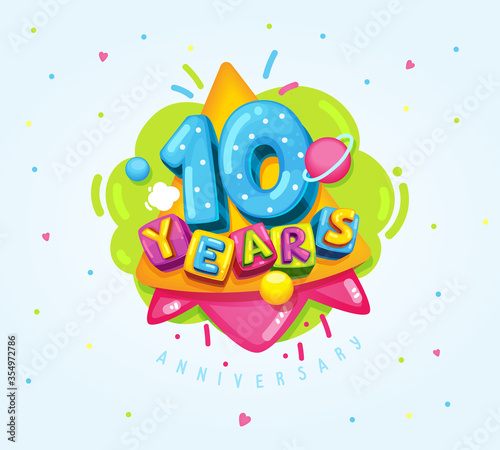 happy birthday kids illustration. 10 years anniversary