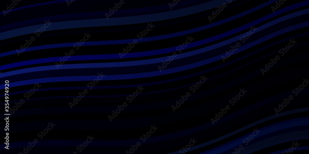 Fototapeta premium Dark BLUE vector background with bent lines. Brand new colorful illustration with bent lines. Pattern for busines booklets, leaflets