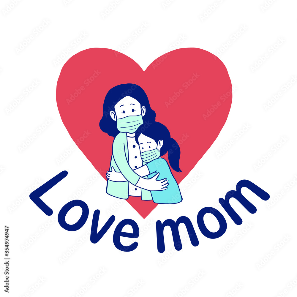 Obraz premium Love mom icon Happy Mother's Day vector icon illustration design