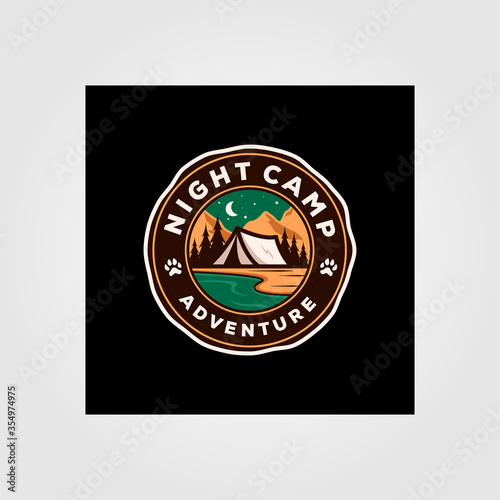 night camp adventure logo outdoor vector emblem illustration design