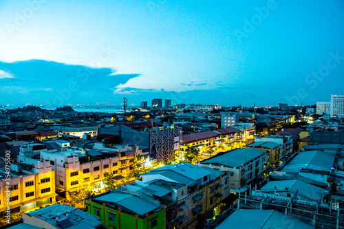 Batam island city, Indonesia - Nov 30, 2018, Beautiful night light in Batam city