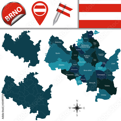 Map of Brno, Czech Republic
