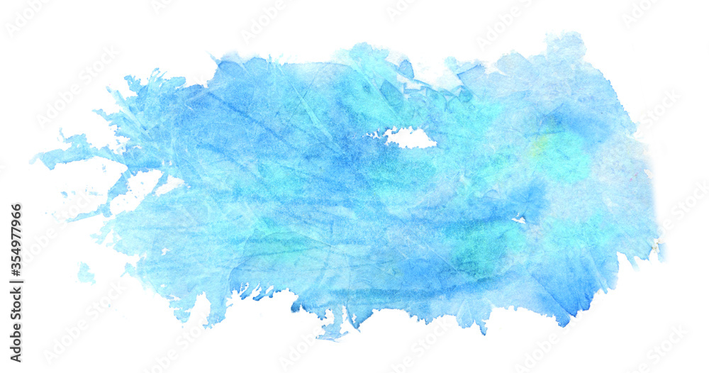 abstract watercolor background made of blue and turquoise colors stain. hand painted backdrop