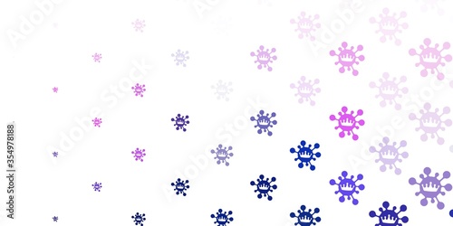 Light pink, blue vector texture with disease symbols.
