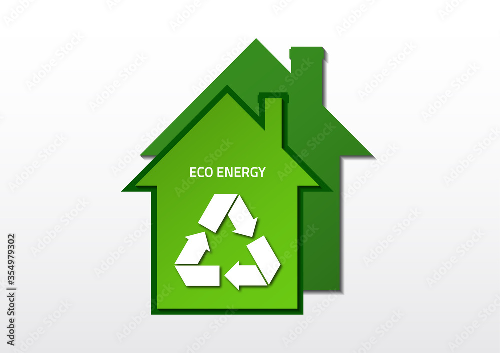 The concept of an energy-efficient home, nature conservation and pollution. Eco home icon. Vector illustration The concept of an energy-efficient home, nature conservation and pollution. Eco home icon. Vector illustration