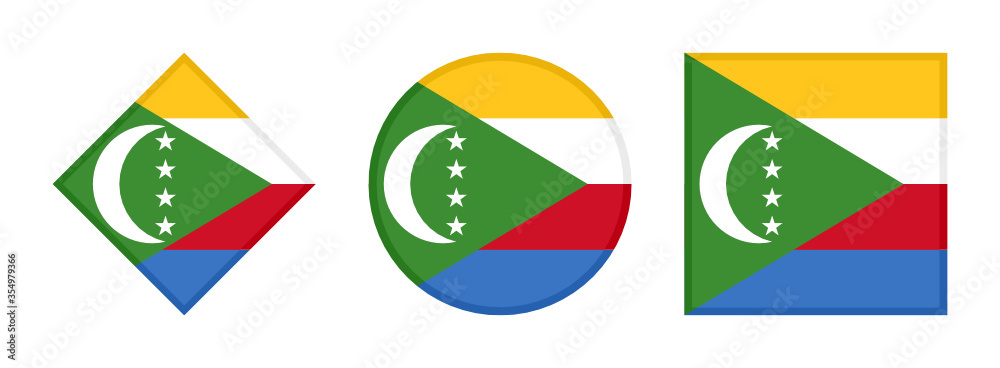 comoros flag icon set. isolated on white background comoros flag icon set. isolated on white background