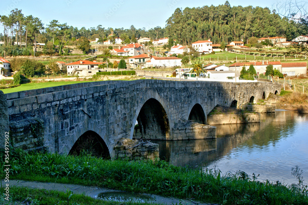 Medieval bridge of Dom Zameiro on the Ave river, Portugal