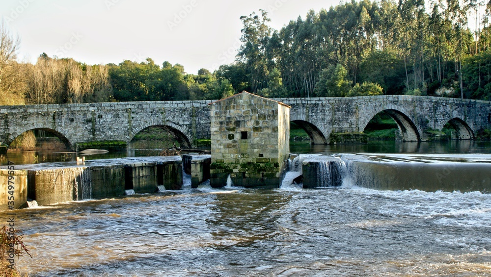 Traditional watermills on the Ave river, Portugal