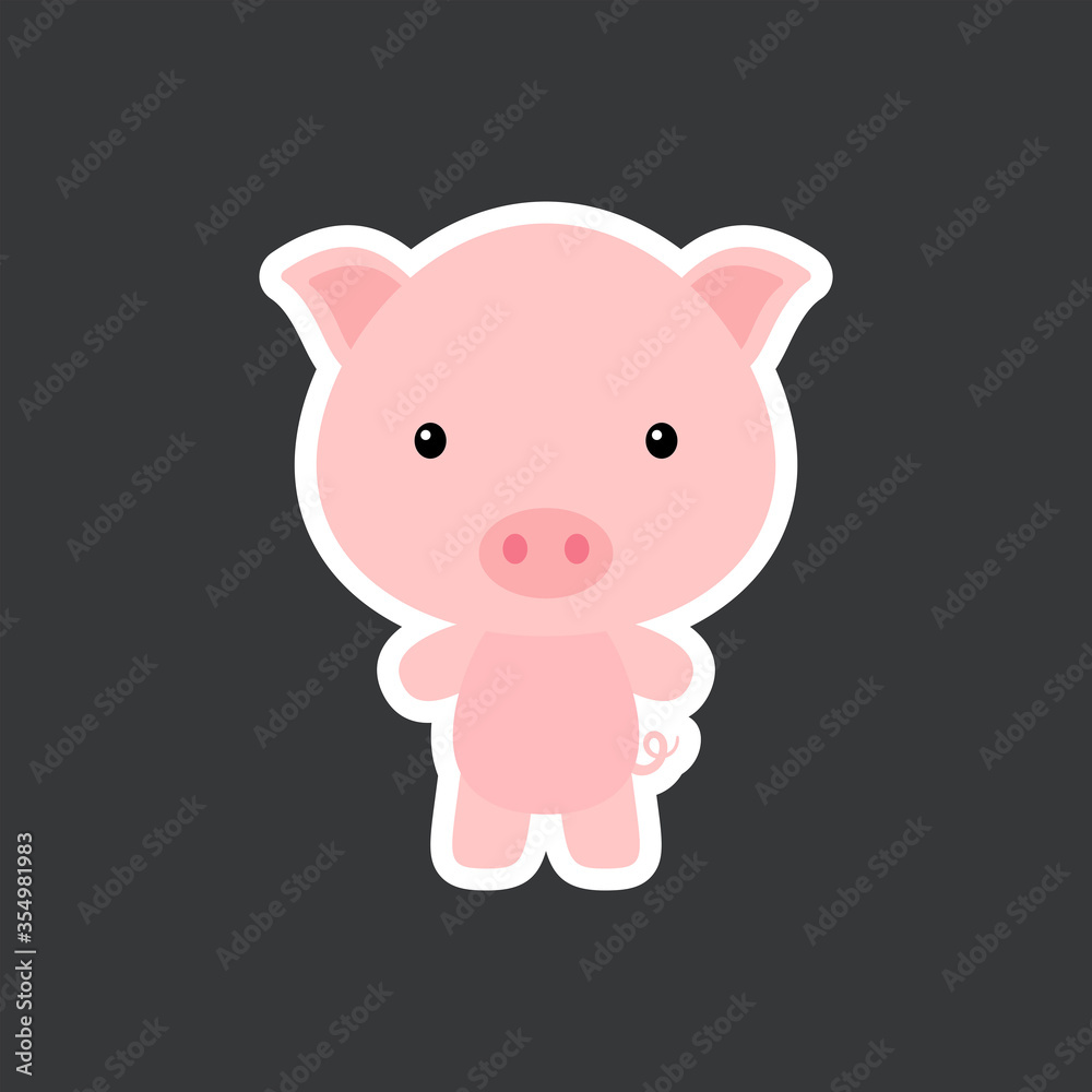 Cute funny baby pig sticker. Woodland adorable animal character for design of album, scrapbook, card, poster, invitation. Cute funny baby pig sticker. Woodland adorable animal character for design of album, scrapbook, card, poster, invitation.